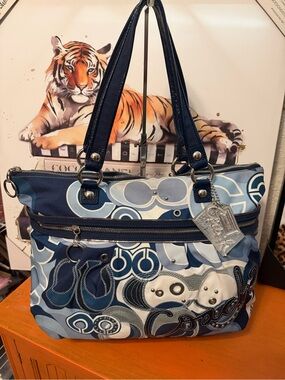 Coach Poppy Glam Pop Denim Appliqué Tote